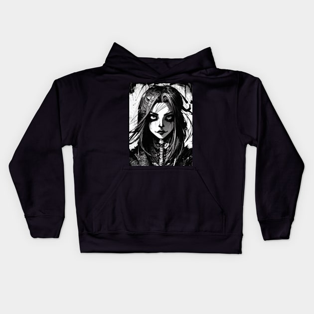 Eerie Elegance: Add a Touch of Dark Elegance and Mystery to Your Home with Our Gothic and Witch-Inspired Art Collection Kids Hoodie by ShyPixels Arts